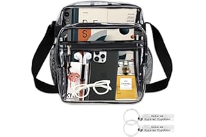 Renexas Clear Bag Stadium Approved | PVC Clear Crossbody Stadium Bag with Zipper | Clear Stadium Bags for Men and Women with Adjustable Strap | Tote Bag for Christmas, Events, Travel & Party