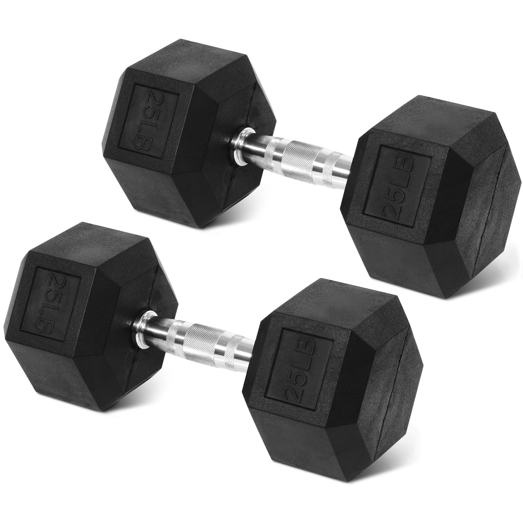 Photo 1 of  ****ONLY ONE****BalanceFrom Rubber Encased Hex Weights Dumbbells Set, Cast Iron Hand Weights with Anti-Slip Grip for Home Gym Strength Training 25LB