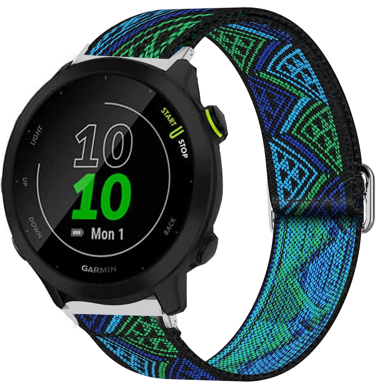 Giaogor Compatible for Garmin Forerunner 55 Band, Stretch Elastics Nylon Adjustable Replacement Strap Accessories Compatible for Garmin Forerunner 55 / Approach S42 / Approach S12 (Blueprint)