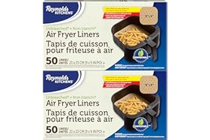 Reynolds Kitchens Air Fryer Liners 9'' 100 pcs Unbleached Parchment Paper/Baking Paper/Pre Cut/Parchment Paper Sheets