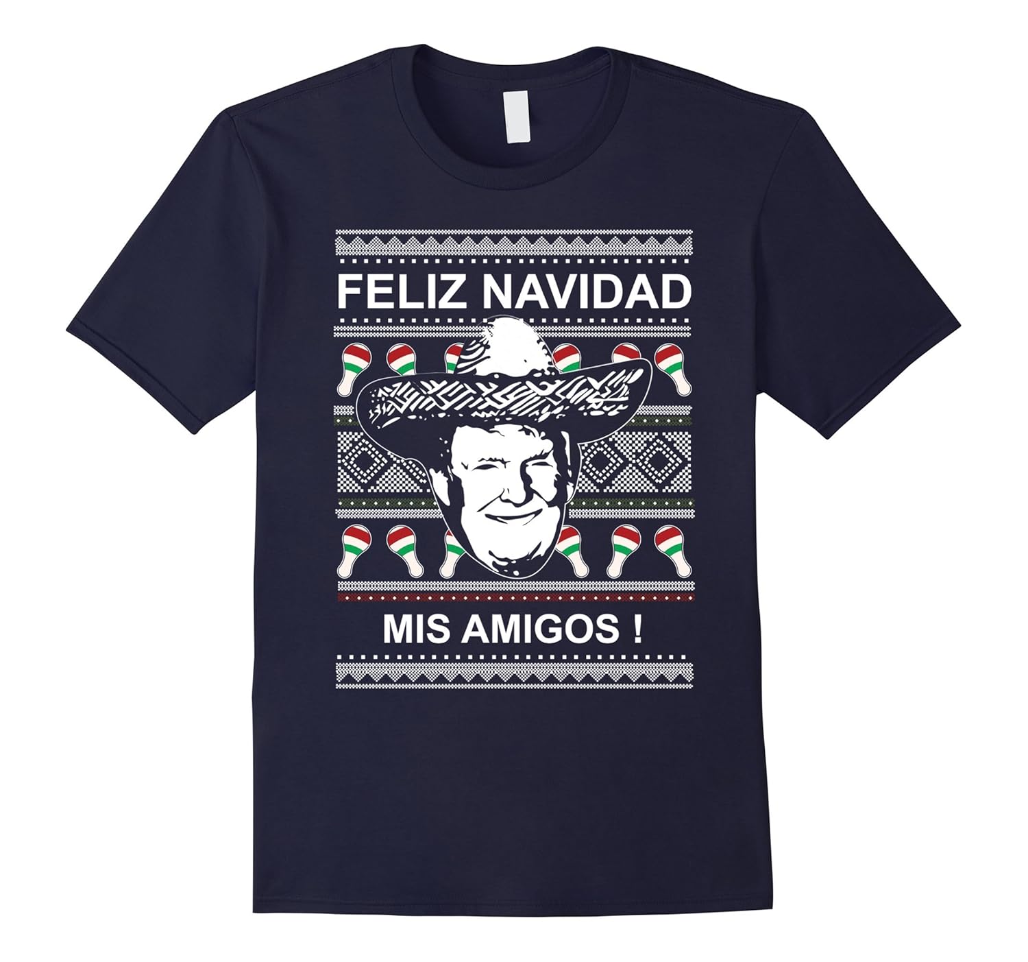 Trump Feliz Navidad Mis Amigos Crewneck T-Shirt-ANZ