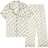 Vopmocld Big Girls Button Down Sleepwear Short Sleeve top & Pants 2PCS Crepe Pajama Sets Soft Lapel Shirt Loungewear