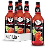 Mr &amp; Mrs T Original Bloody Mary Mix, 1 Liter Plastic Bottle, 4pk | Tomato Juice Blend Cocktail Mixer, Premium Ingredients, 95% Juice, Perfect for Mocktail Drinks, Sea Salt, Coarse Black Pepper