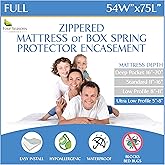 Full Size Mattress or Box Spring Encasement (5" to 8" Depth) - Low Profile Waterproof Zippered Protector Hypoallergenic Premium Bed Cover Protects from Dust Allergens