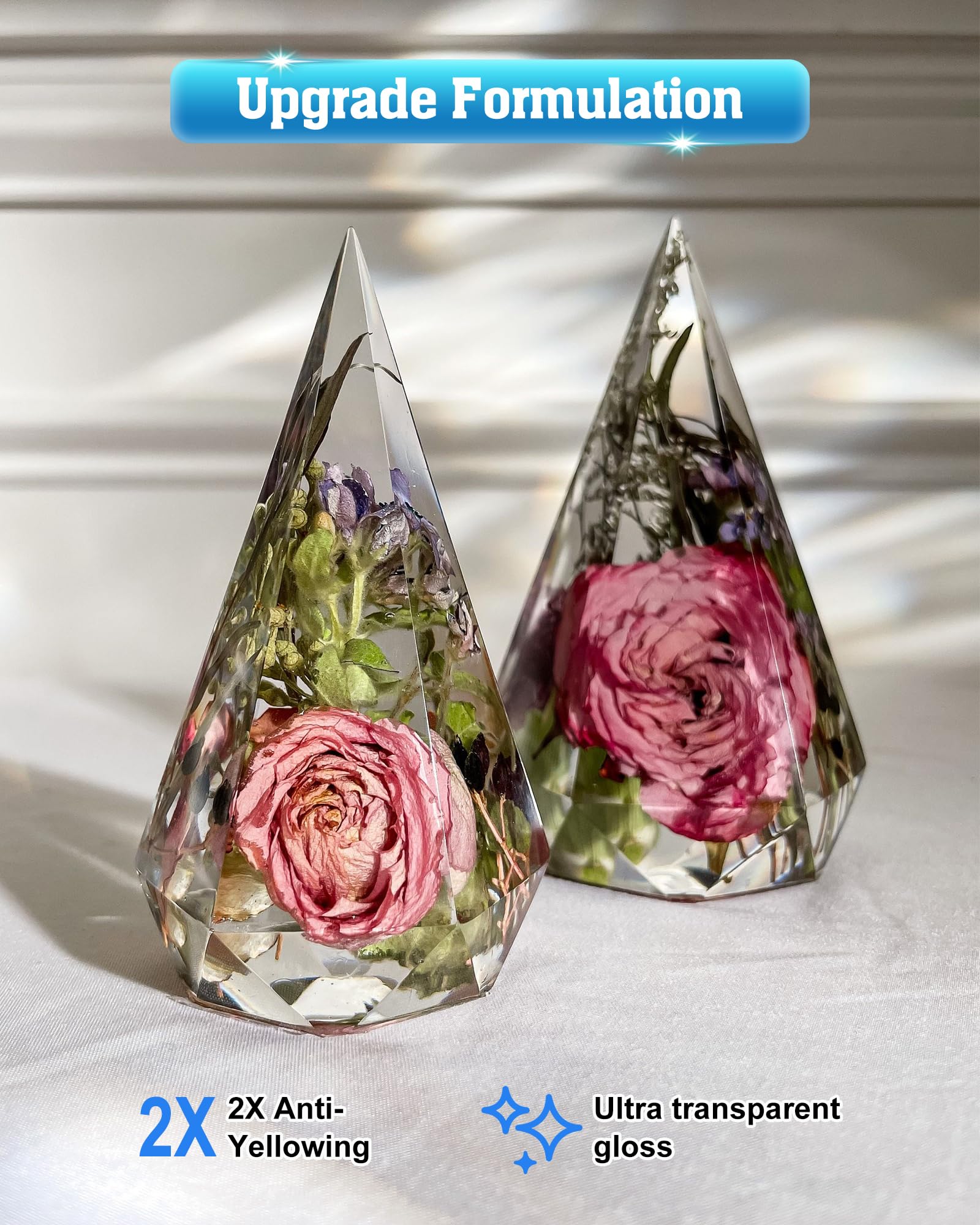 Shabebe Epoxy Resin 2 Gallon Kit, Upgraded Crystal Clear Resin Epoxy Food Safe with Pump, Self Leveling & Bubble Free High-Glossy with Anti-Yellowing for Coating, Casting, Jewelry Making, DIY Craft