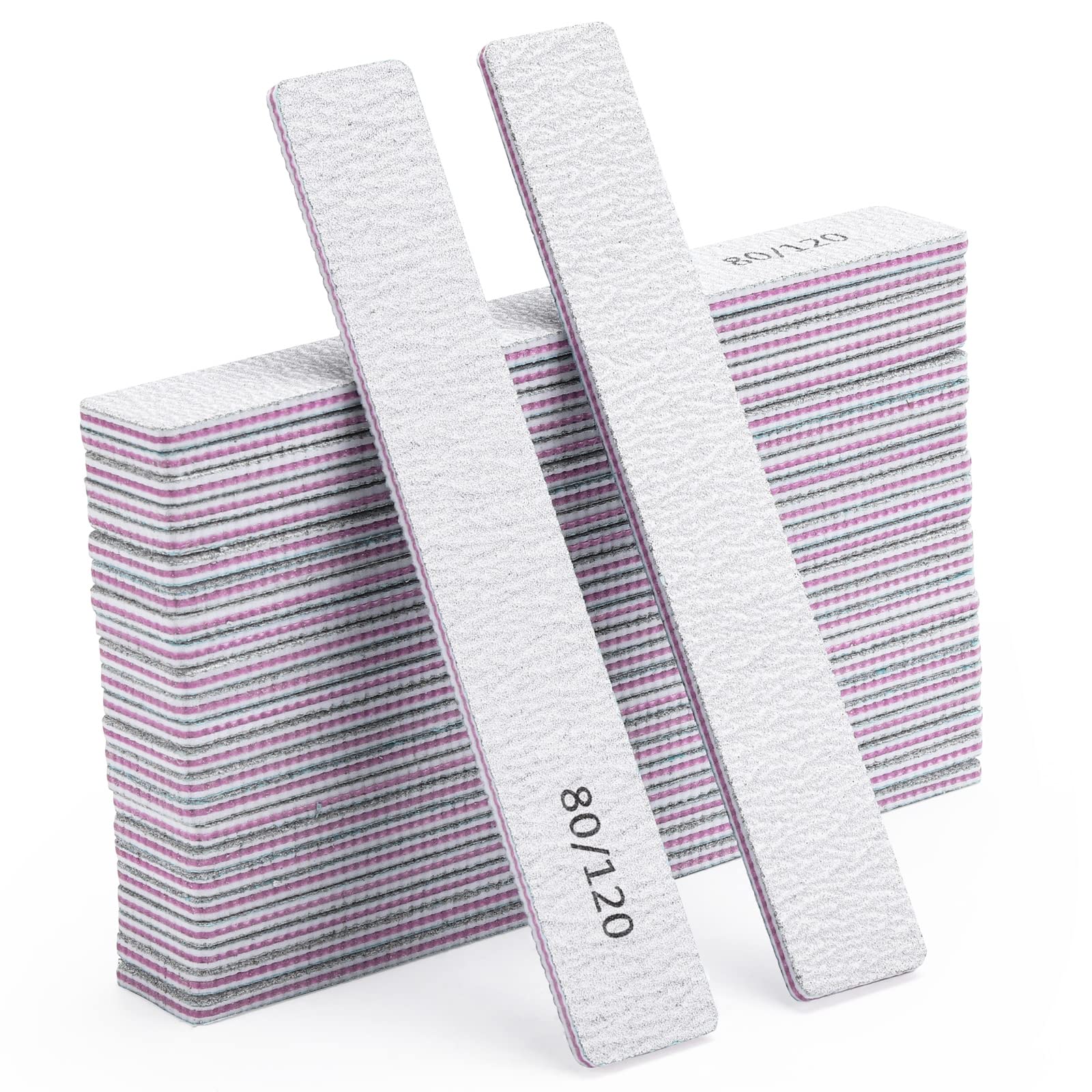Photo 1 of 25 Pcs Nail Files for Acrylic Nails 80/120 Grit Double Sides Emery Boards Fingernail Files, Professional Manicure Tools for Home Salon