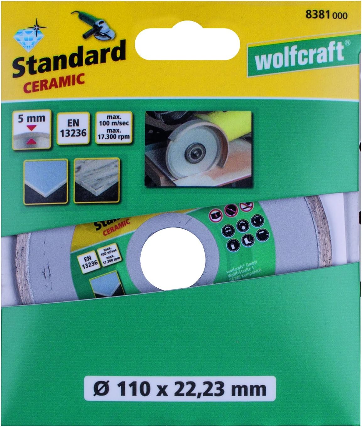 wolfcraft Diamond Cutting Disc "Standard Ceramic" for Angle Grinders I 8381000, orange, 110 millimeters - Image 3