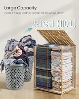 SONGMICS 110 L Laundry Basket with Lid Rattan Wicker Foldable Removable Liner view 5