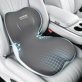 Coverado Car Seat Cushion and Lumbar Support Pillow One Piece, Memory Foam Ergonomic Back Support Driving Seat Cushion for Back Pain, Non-Slip Washable Cushion for Car, Driver, Office