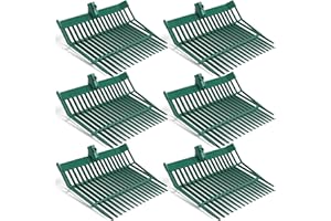 Lasnten 6 Pcs Manure Fork Replacement Head, 18 Tines Pitchfork Head with Screws and Nuts, Horse Manure Rake for Picking up Grass and Hay (Army Green)