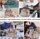 HOMESPON Insulated Lunch Bag Leopard Print 27x21x15 cm for Women Men view 7