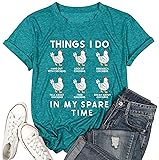 YI XIANG RAN Chicken Mom T-Shirt Women Funny Hen