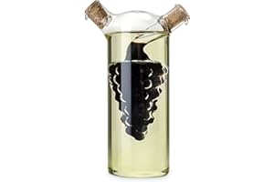 Twine Living 2-In-1 Oil & Vinegar Dispenser Cruet Bottle with Cork Stoppers, Hand Blown Glass 2.5x6.5x4.25