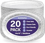 MATANA 20 Large Aluminium Foil Trays 14 inch Raised Edge Reusable Buffet view 1