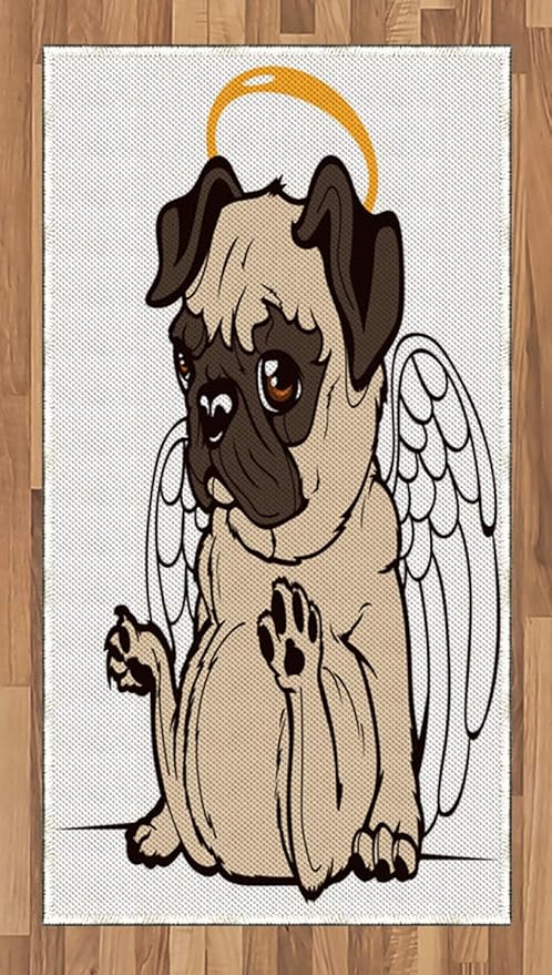 ABAKUHAUS Mops Teppich, Welpen-Engels-Flügel-Hasen, Deko ...