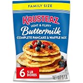Krusteaz Complete Buttermilk Pancake and Waffle Mix, Light &amp; Fluffy, 5 lb Bags (Pack of 6)
