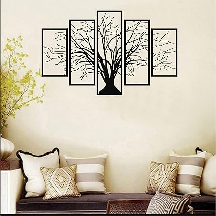 Arbre En Metal Panneau D Arbre Decoration Murale Arbre De Vie 5 Panneaux 120 X 75 Cm Amazon Fr Bienvenue