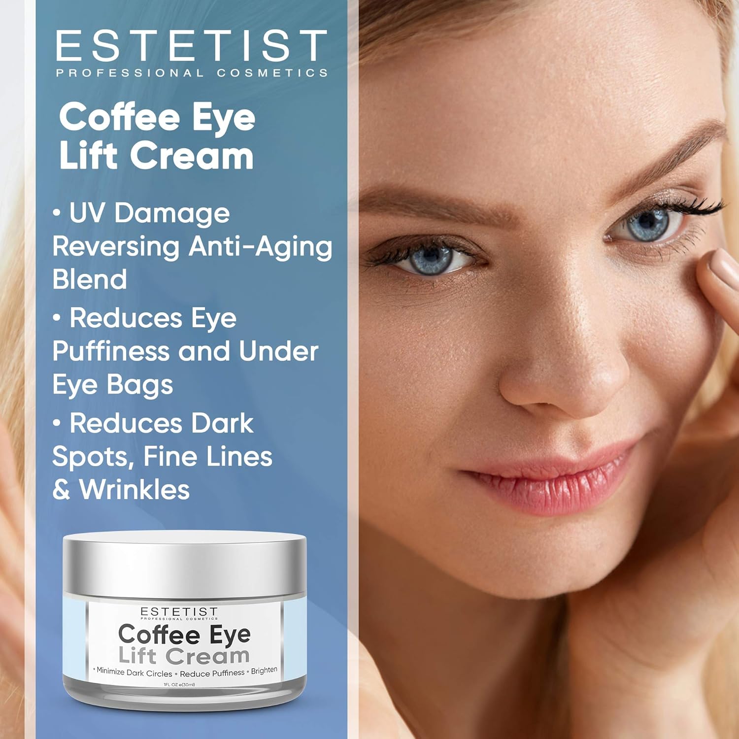 Caffeine Infused Coffee Eye Lift Cream - Reduces Puffiness, Brightens Dark Circles, Firms Under Eye Bags - Anti Aging, Wrinkle Fighting Skin Treatment: Beauty