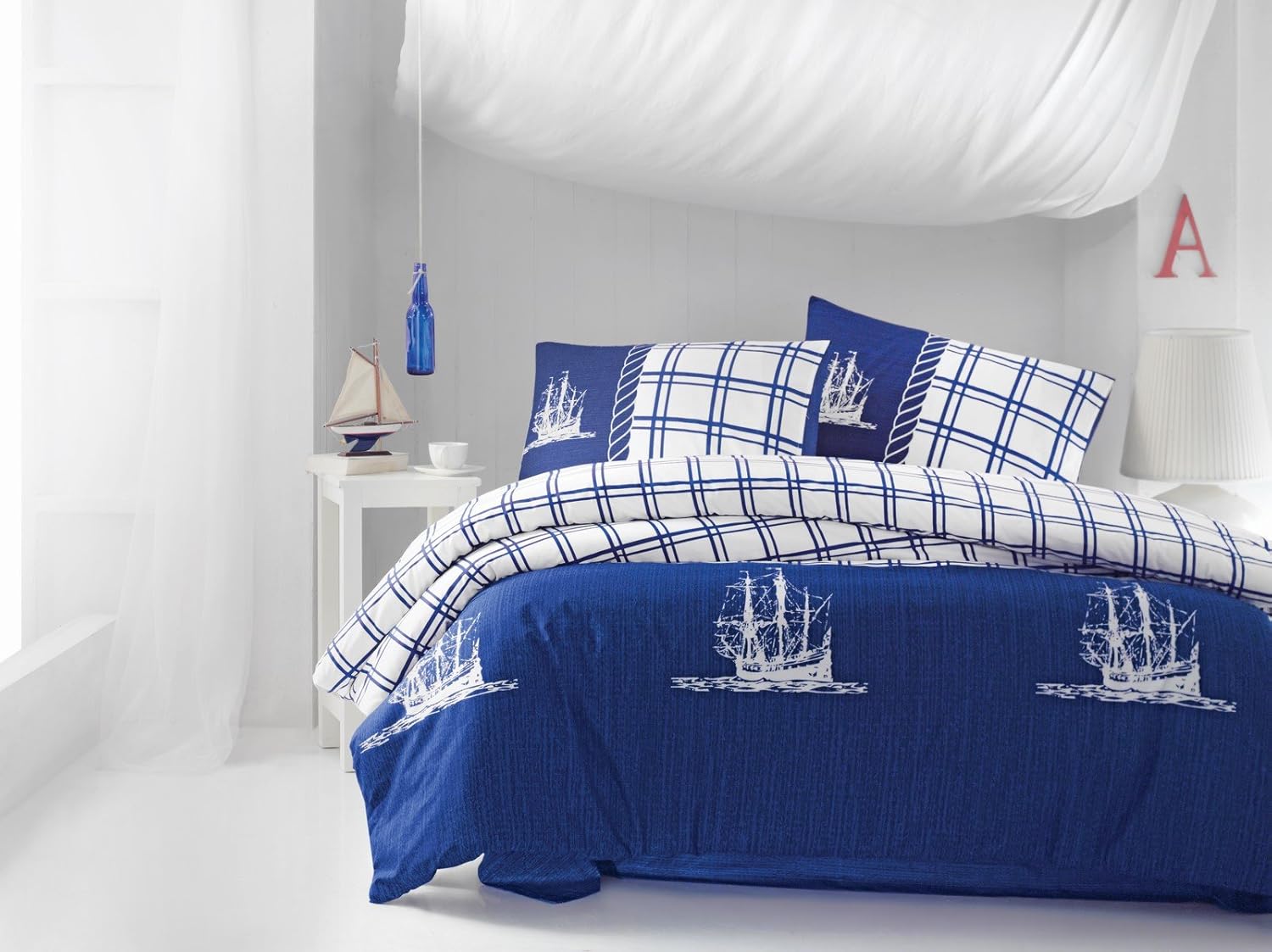 Nautical 100 Cotton Duvet Cover Bedding Set in Luxury Box (King