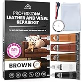 Brown Vinyl Repair Kit - Leather Color Restorer for Couches, Furniture, Car Seats, Purse, Jacket, and More - Advanced Gel, Filler, and Scratch Repair, Easy Match Guide