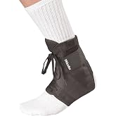 MUELLER Sports Medicine Soft Ankle Brace with Straps, Ankle Pain Relief Support for Men and Women, Ideal for Sprains, Strains, Arthritis, Black, X-Small