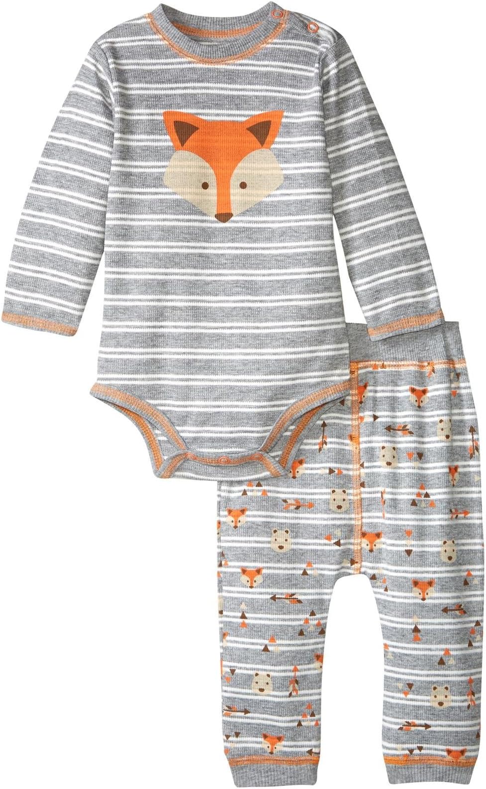 Kapital K Baby Boys' 2-Piece Thermal Fox Stripe Bodysuit/Pant Set