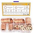 Sutemribor 150PCS 8 Sizes Copper Metric Sealing Washers Flat Washers Assortment Kit
