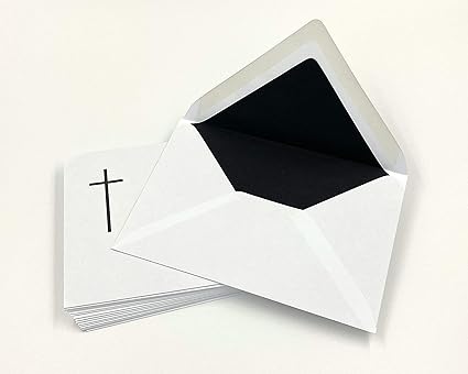 25 Enveloppes Pour Faire Part De Deces Avec Croix Noir Et Doublure En Papier De Soie Noire C6 162 X 114 Mm Amazon Fr Fournitures De Bureau