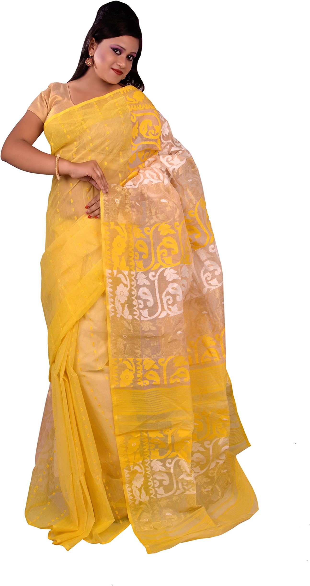 B3Fashion Indian Traditional Handloom Pure Dhakai Jamdani Saree