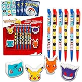 Pokemon Mechanical Pencils 10 Pack School Supplies Bundle | 0.7mm Bulk Pikachu Pencil Set with 10 Pencils, 4 Erasers, Plus Stickers, More | Pokemon Classroom Supplies for Kids