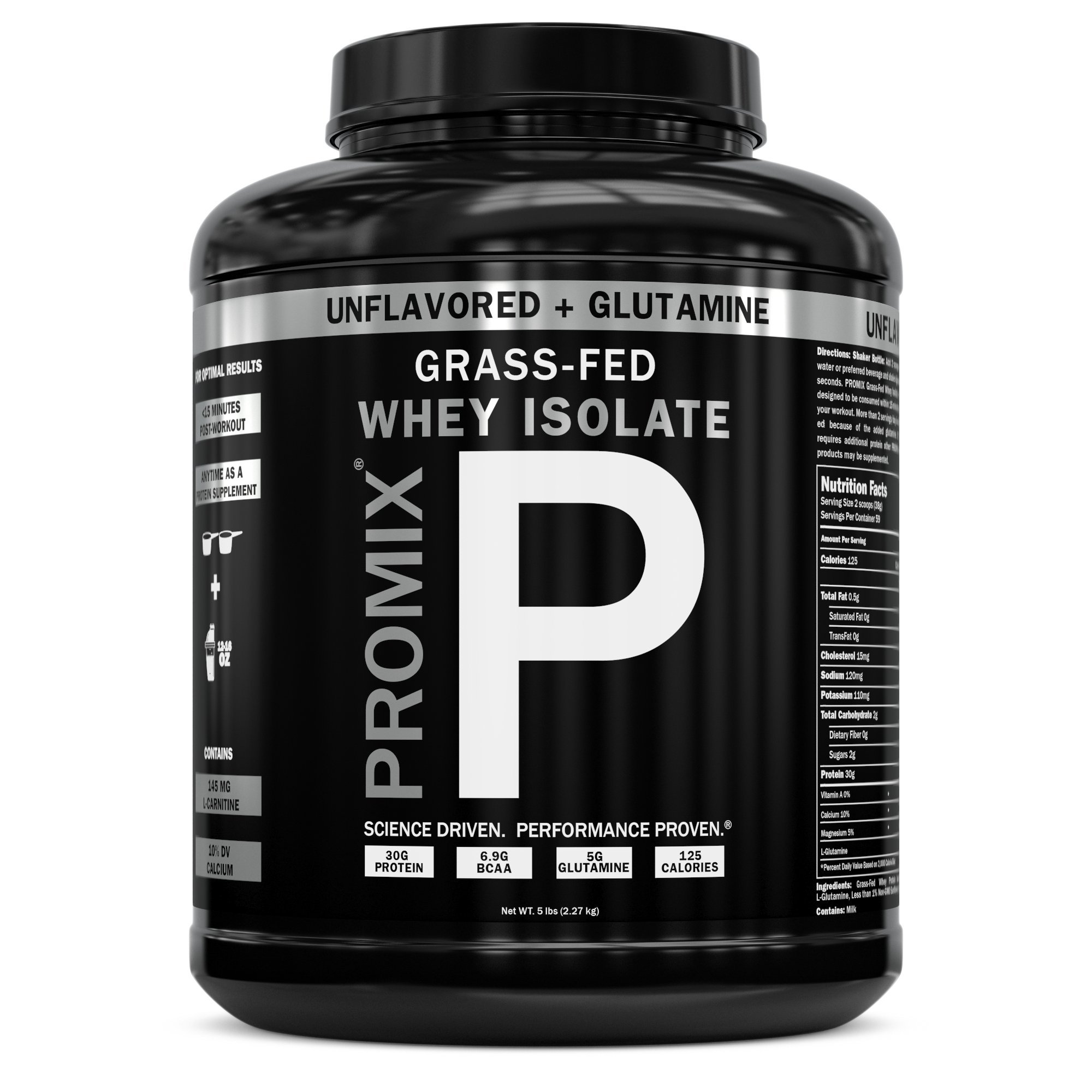 Buy PROMIXUndenatured Grass Fed Whey Isolate+NonGMO LGlutamine. Cold