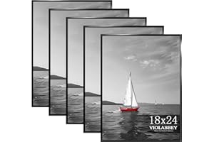 VIOLABBEY 18x24 Frame Set of 5, 18 x 24 Black Poster Frames for Wall Mounting Vertically or Horizontally, Gallery Wall Picture Frame