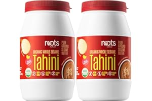 Roots Circle Organic Whole Sesame Tahini | 100% Pure Raw Sesame Seed Paste Butter for Hummus, Salad Dressing, Dips, Sauces & 