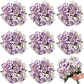 Crowye 16 Bundles Artificial Peony Silk Flower Hydrangea Fake Peony Bouquet Elegant Faux Flowers with Stems for Wedding Table Centerpiece Party Home DIY Decoration (Purple)