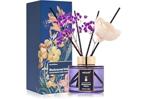 Airkeep Flower Reed Diffusers Set, 5.07 oz Blackcurrant Vetiver Scented Oil Diffuser with 8 Reed Sticks, Home Fragrance Diffuser Gift Set for Bathroom & Office Decor 150ml