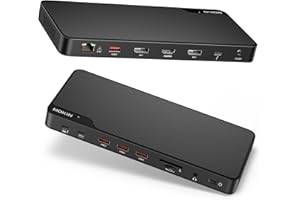 MOKiN Thunderbolt 4 Dock - 16 Ports, Laptop Docking Station Dual Monitor for MacBook, Docking Station 3 Monitors for Windows with Power Supply,TB4 Cable,Gigabit Ethernet（Thunderbolt™ Certified）