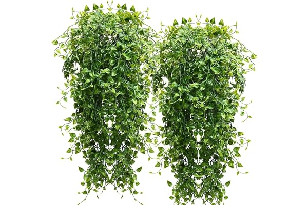 RECUTMS 4 Pcs Artificial Hanging Eucalyptus Greenery Plants 33Inch Fake Wall Swags Plant Faux Leaves Ivy UV Resistant Pothos