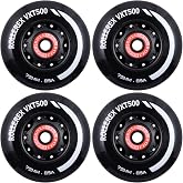 Rollerex VXT500 Inline Skate Wheels &ndash; 4-Pack (Optional Bearings, Spacers and Washers) - Durable Replacement Roller Blade Wheels for Indoor &amp; Outdoor Skating (72mm, Steel Black)