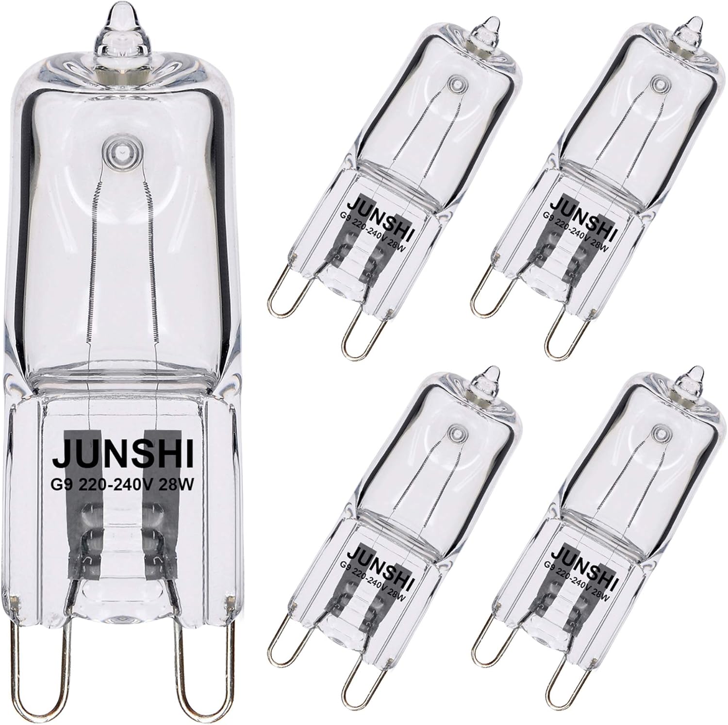JUNSHI 5Pack G9 Halogen Bulbs 28W 230V 370Lm 2800K Warm White Dimmable