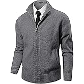 NITAGUT Men's Cardigan Sweater with Pockets Full Zip Up Stand Collar Cardigan Long Sleeve Knitted Sweaters