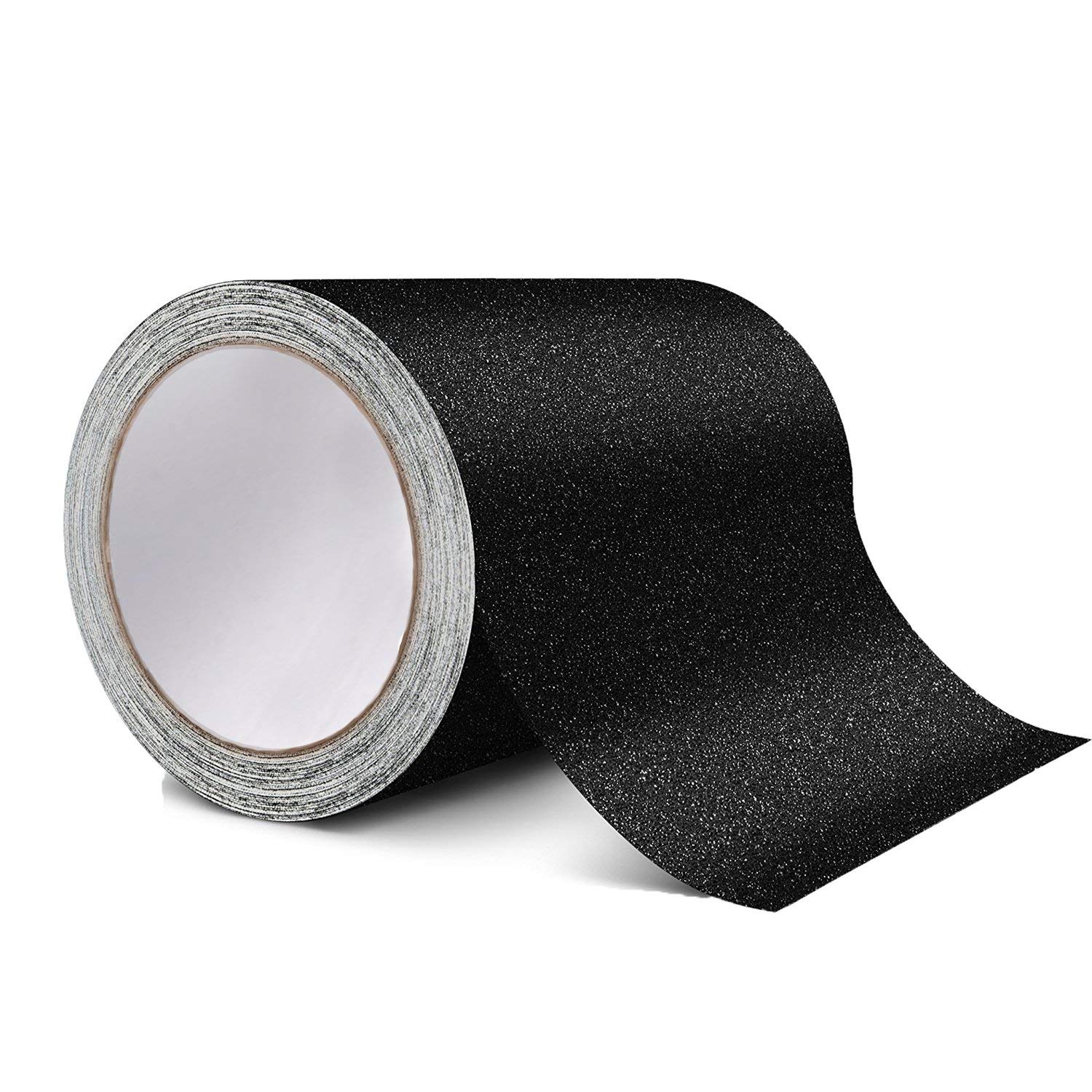 Anti Slip Tape, Black High Traction Grit Non Slip Pad, Strong Adhesive Safety Track Tape for Stairs, Tread Step, Outdoors and Indoors (6 inch, black)