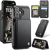 Kowauri for iPhone 17 Case, PU Leather Wallet Case for Women Men with RFID Blocking Card Holder Slot Magnetic Closure Shockproof Phone Cover for iPhone 17, Black