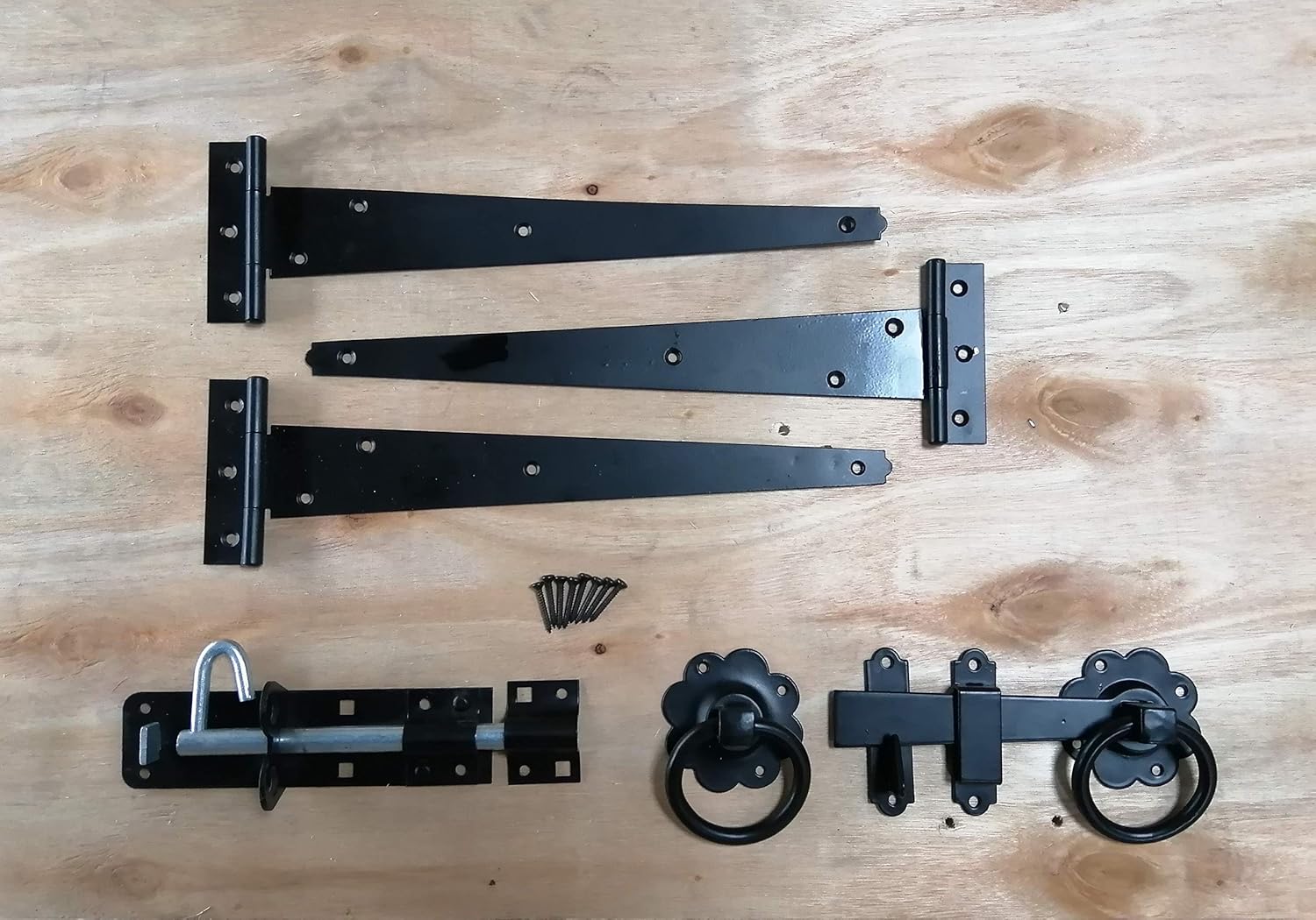 Tee Hinge (3) 12" 300mm Fitting Kit Garden Wooden Gate Ironmongery Set