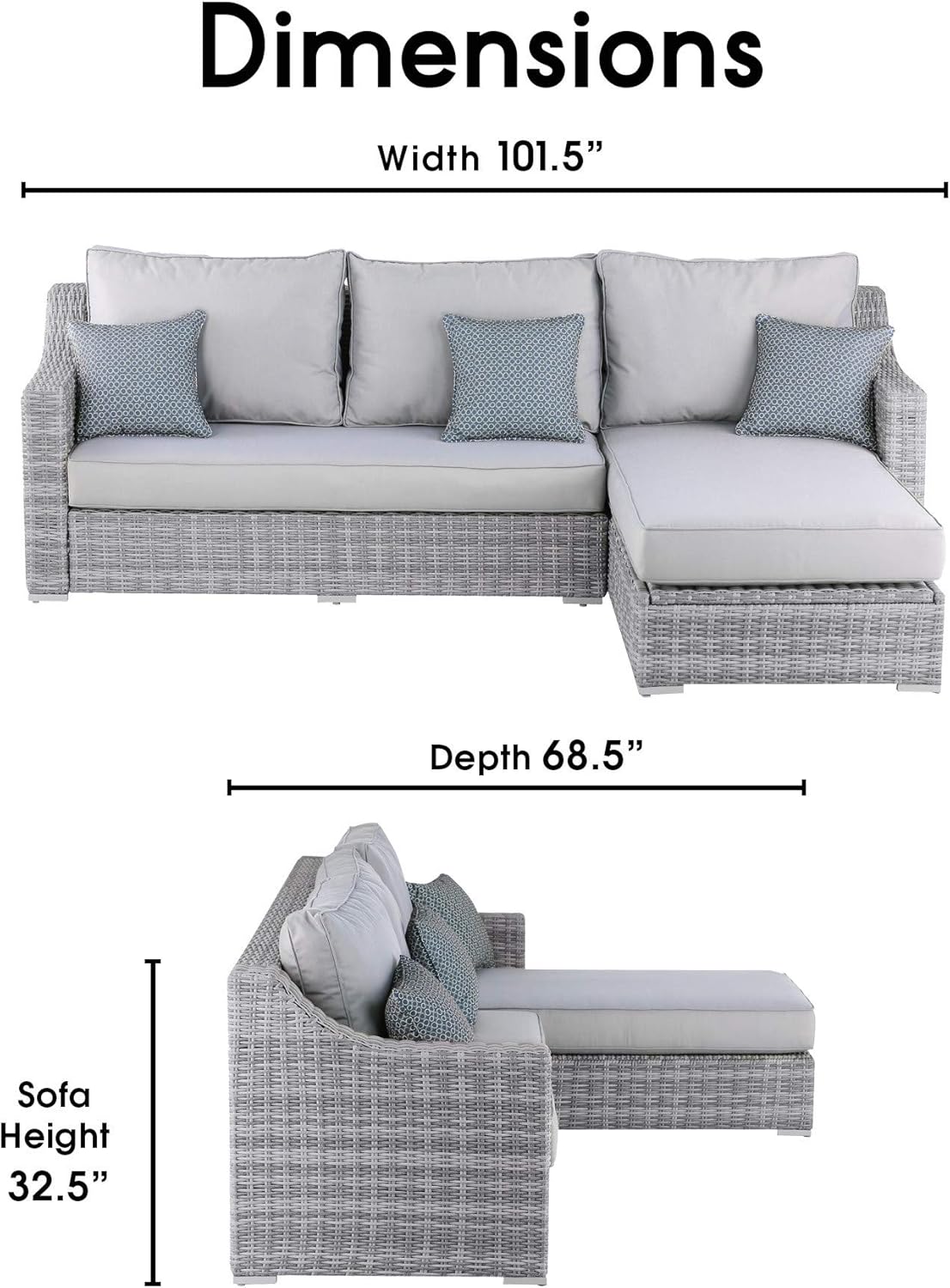 outdoor modular sectional on Amazon Com Elle Decor Vallauris Patio Outdoor Furniture Collection Premium All Weather Wicker Storage Sectional Gray Garden Outdoor