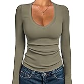 iGENJUN Women Long Sleeve V Neck Shirts for Women Business Casual Work Top Knit Slim Fit for Fall
