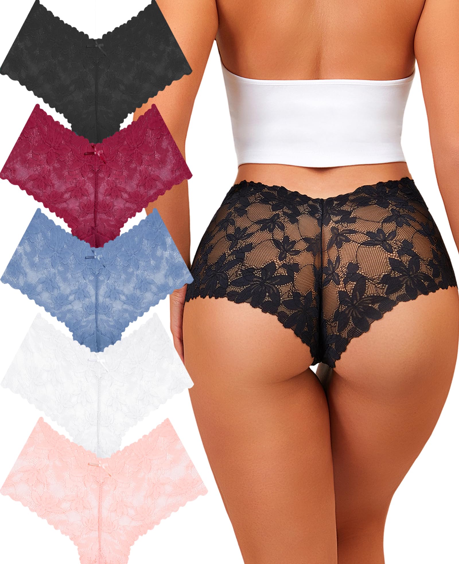 Photo 1 of Take Talk Sexy Lace Underwear Panties Lingerie Gift for Women Wife 5 Pack Soft Cheeky Boy shorts Plus Size Underwear Women