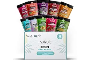 Nutruit Gourmet Healthy Snacks - 20 Pack MINI Variety Box - Vegan, Gluten Free, Non-GMO Bulk Snacks with No Added Sugar - Kosher, High Protein, High Fiber, Plant-Based Healthy Snack - 1.2oz Packs