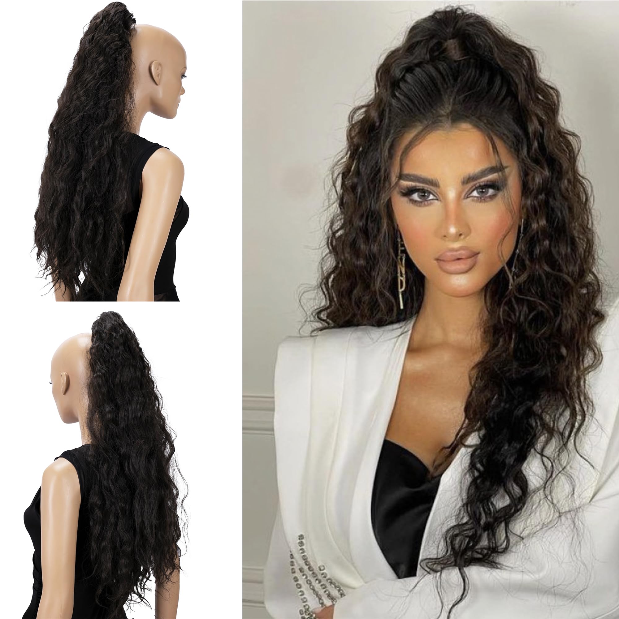 CAISHA 28" Extra Long Voluminous Wavy Ponytail Hairpiece Heat-resistant Synthetic Fibres With Butterfly Clip Brown H709