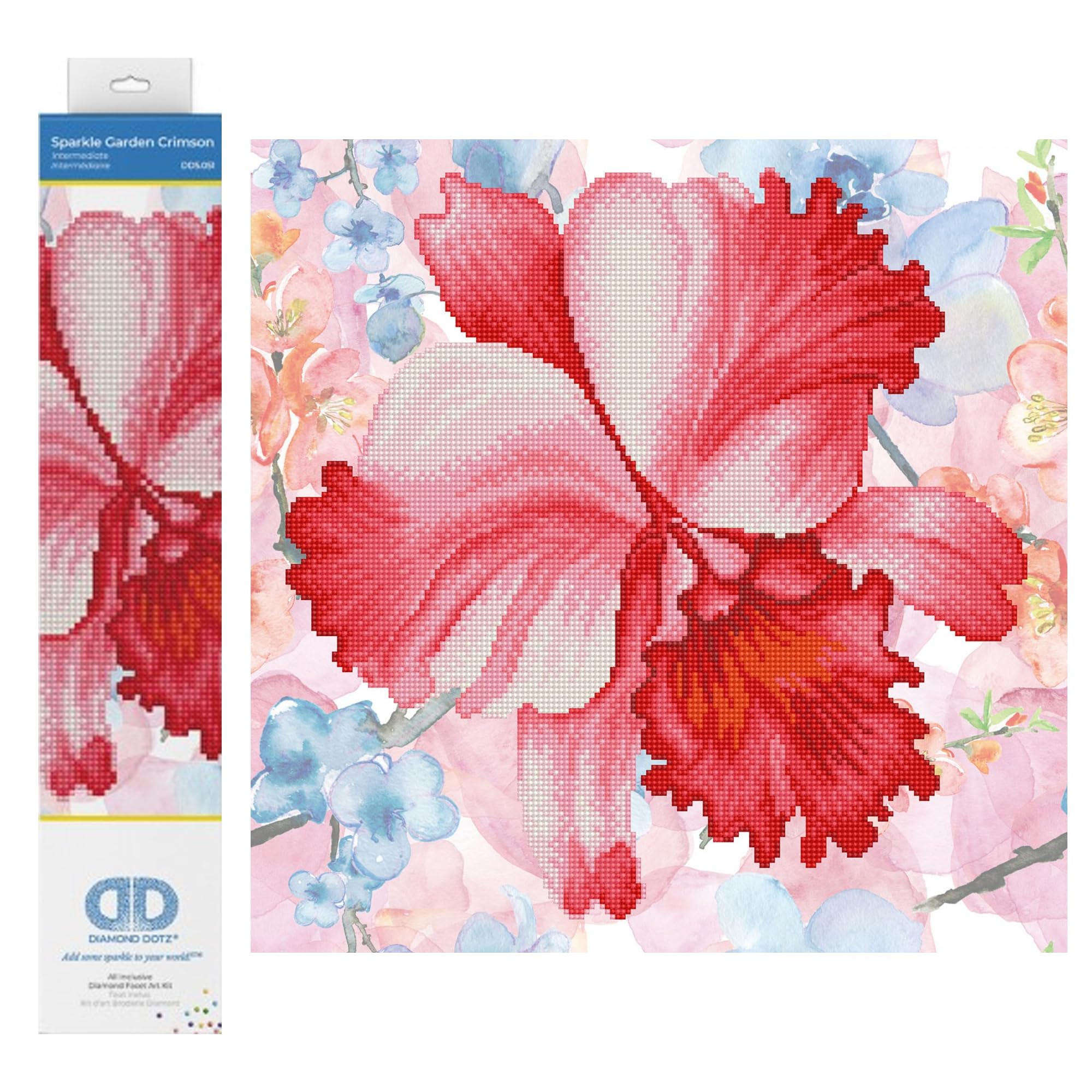 DIAMOND DOTZ Painting, Intermediate Kit DD5, Sparkle Garden Crimson, 30.5 x 30.5cm