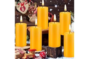 6 Pack Natural Beeswax Pillar Candles, 2x4 Inch Beeswax Candles - 210 Hours Long Burning, Organic Bees Wax Candles for Home, 